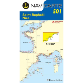 Mapa de navegação Navicarte 501 Saint Raphaël, Nice, Ile de Lérins