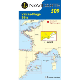 Mapa de navegação Navicarte 509 Valras, Sète, Etang de Thau