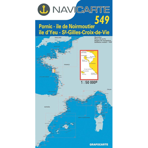 Mapa de navegação Navicarte 549 Pornic, St Gilles Croix de Vie, Noirmoutier