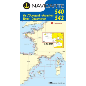 Mapa de navegación Navicarte 540 - 542 Douarnenez, Isla de Ouessant