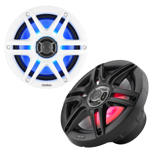 Alto-falantes esportivos Clarion Marine LED branco/preto CMS-651RGB-SWB