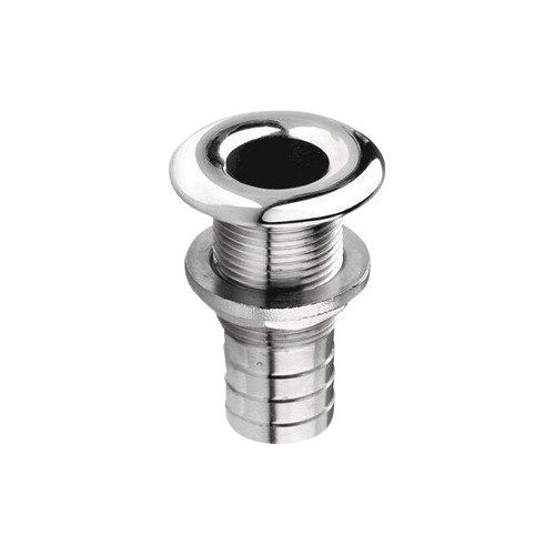 VETUS Fluted threaded polished stainless steel thru-hull fitting 29mm