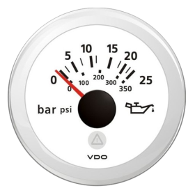 Veratron Manomètre pression d'huile moteur ViewLine 25 bar Blanc