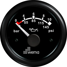 Wema Manomètre pression d'huile moteur Blackline 10 bar Noir