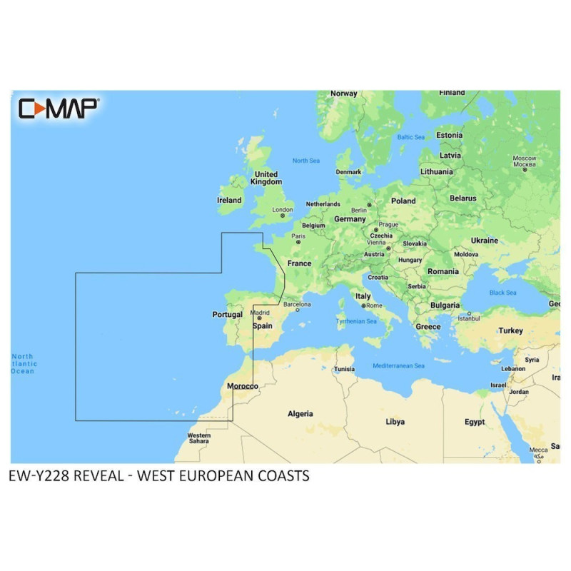 C-MAP Reveal Chart - Costas da Europa Ocidental na loja Aquanautique.com